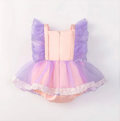 Baby Girl Princess Romper – Lavender & Pink